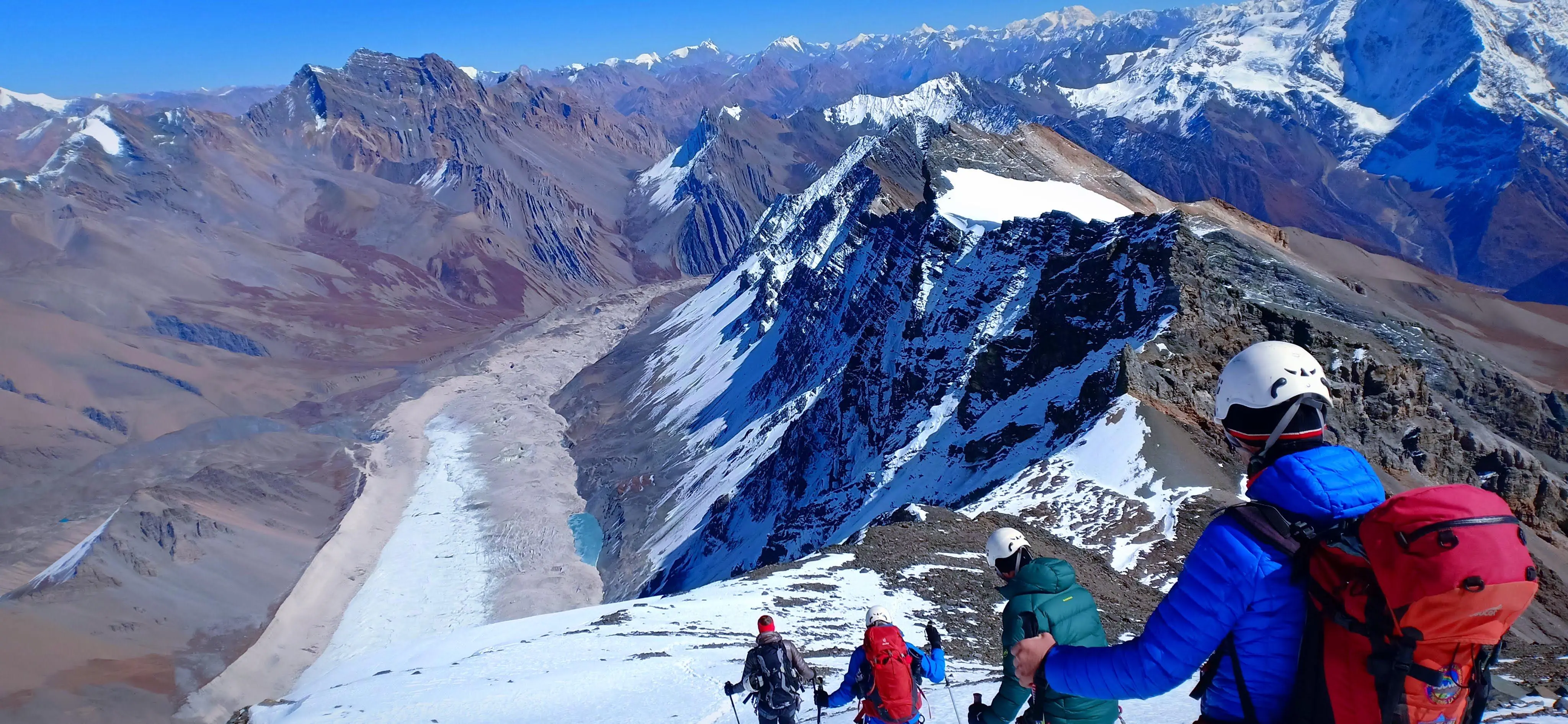 High camp and climbing route on Larke Peak North near the Manaslu Circuit