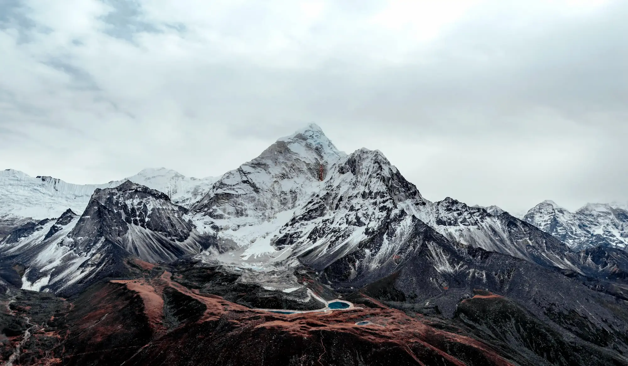 Scenic view of the Everest region in Nepal with Himalayan peaks and trekking trails